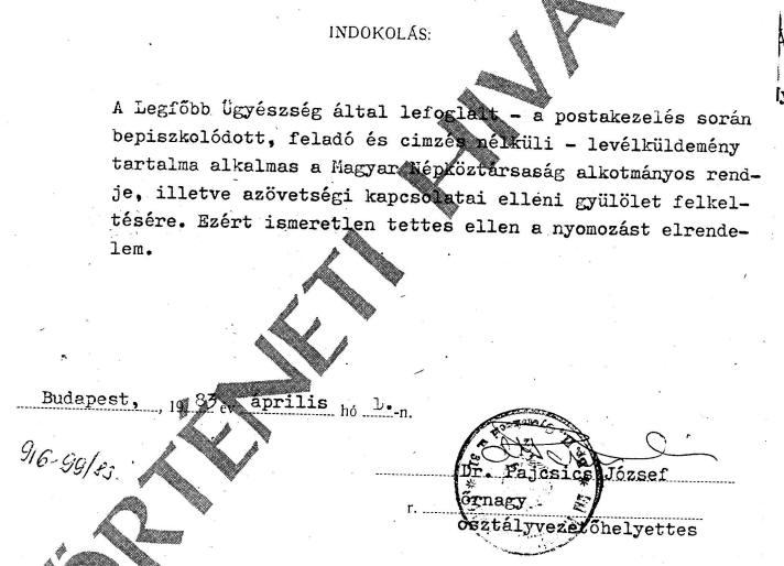 Dokumentum – Letartóztatás